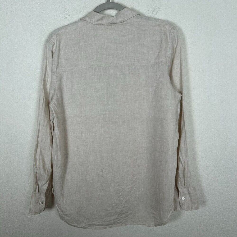 H&M Light Beige Button-Down Linen Blend Shirt - Picture 4 of 9